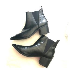 Black faux leather ankle boot